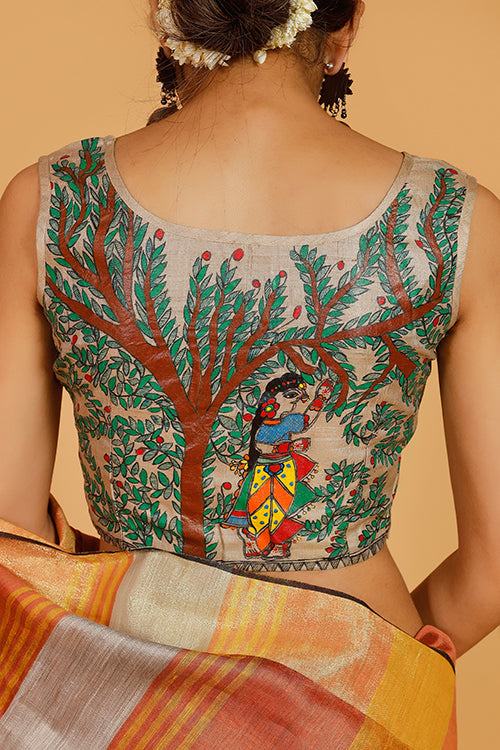 Gubbaro Handpainted Madhubani Mithila Baag Blouse