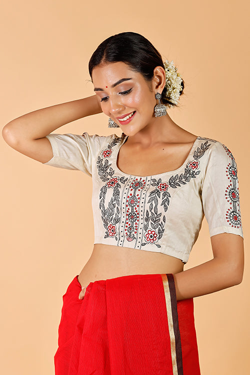 Gubbaro Handpainted Madhubani Sunflower Blouse