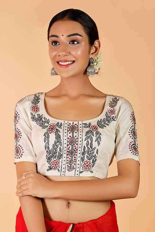 Gubbaro Handpainted Madhubani Sunflower Blouse