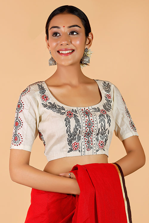 Gubbaro Handpainted Madhubani Sunflower Blouse