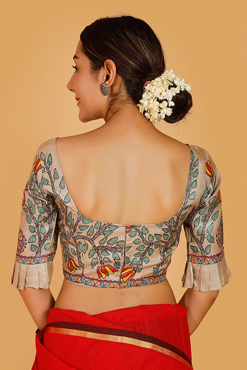 Gubbaro Handpainted Madhubani  Vrindavan Ki Gopiyaan Blouse