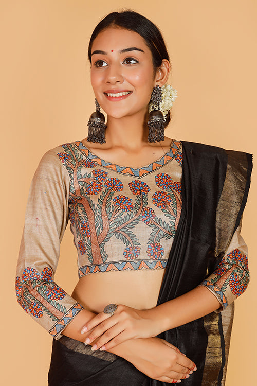 Gubbaro Handpainted Madhubani Vrindavan Blouse