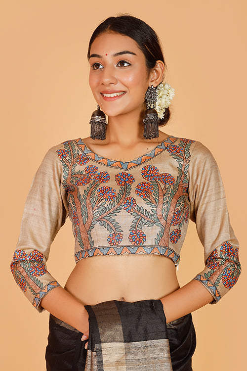 Gubbaro Handpainted Madhubani Vrindavan Blouse