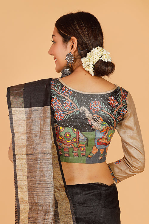 Gubbaro Handpainted Madhubani Vrindavan Blouse