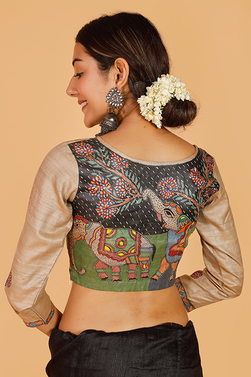 Gubbaro Handpainted Madhubani Vrindavan Blouse