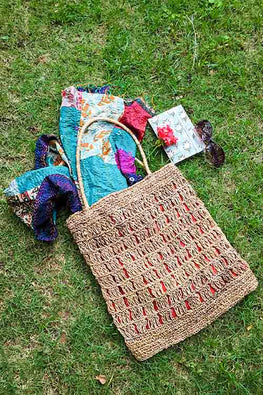 Gramya Handcrafted Banana Fibre Jali Crochet Bag