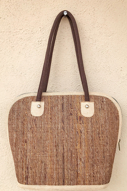 Gramya Handcrafted Banana Fibre Curve bag