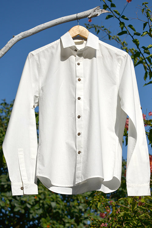 Okhai 'Credence' Pure Cotton Full-Sleeve White Shirt