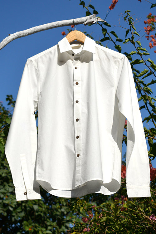 Okhai 'Credence' Pure Cotton Full-Sleeve White Shirt