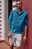 Okhai 'Charisma' Pure Cotton Full-Sleeve Blue Shirt