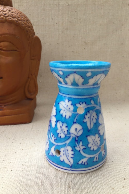 Ram Gopal Blue Pottery Handcrafted ' Aroma ' Light Blue, White