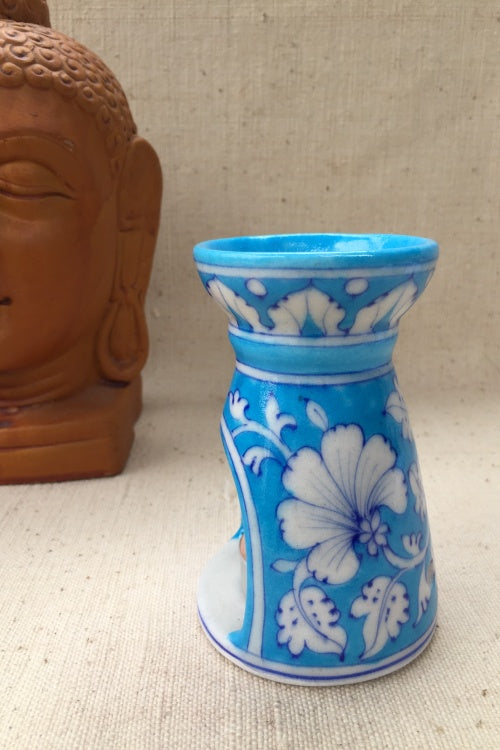 Ram Gopal Blue Pottery Handcrafted ' Aroma ' Light Blue, White