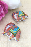 Ram Gopal Blue Pottery Handcrafted 'Fridge magnet ' Red elephant ( Set of 2)