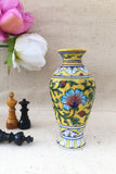 Ram Gopal Blue Pottery Handcrafted ' Aroma ' Yellow, Green Vase