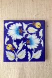 Ram Gopal Blue Pottery Handcrafted 'Flower Tile ' Blue White (Set of 2)