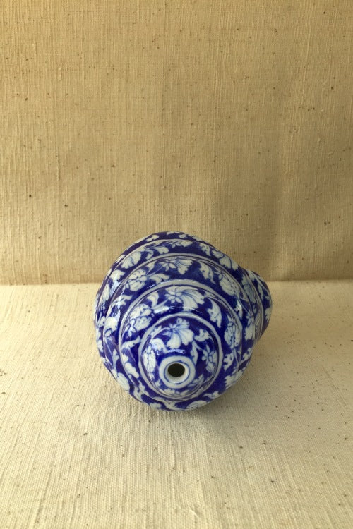 Ram Gopal Blue Pottery Handcrafted 'Spritual Shank ' Blue, White