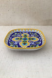 Ram Gopal Blue Pottery Handcrafted 'Snack Square Tray ' Blue Yellow