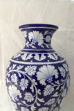 Ram Gopal Blue Pottery Handcrafted 'Flower Vase ' Blue White