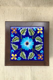 Ram Gopal Blue Pottery Handcrafted 'Carnation Jewellery Box ' Blue Green