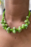 Blue Pottery Handcrafted Green And White Knot Necklace