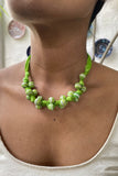 Blue Pottery Handcrafted Green And White Knot Necklace