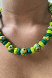 Blue Pottery Handcrafted Round Beaded Green Necklace