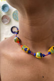 Blue Pottery Handcrafted Adjustable Yellow, Orange Necklace