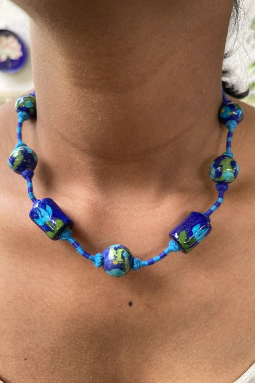 Blue Pottery Handcrafted Adjustable Blue Necklace