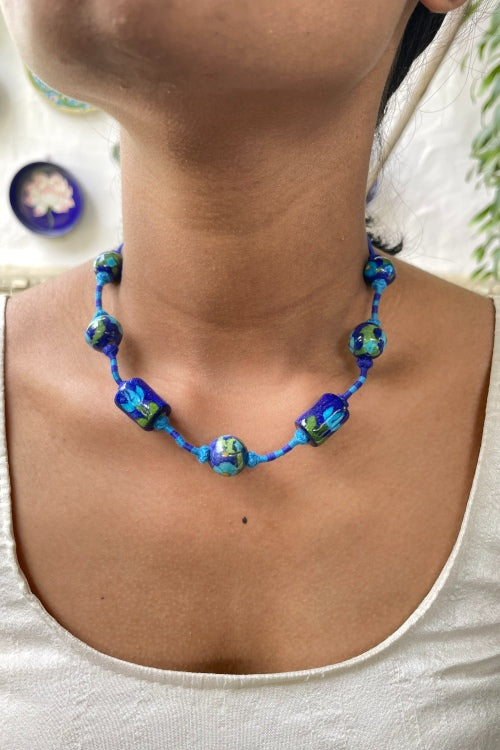 Blue Pottery Handcrafted Adjustable Blue Necklace