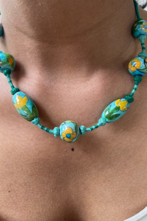 Blue Pottery Handcrafted Adjustable Light Blue Necklace