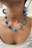 Blue Pottery Handcrafted Adjustable Light Blue, Green Necklace