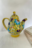 Blue Pottery Handcrafted Yellow Flower Kettle