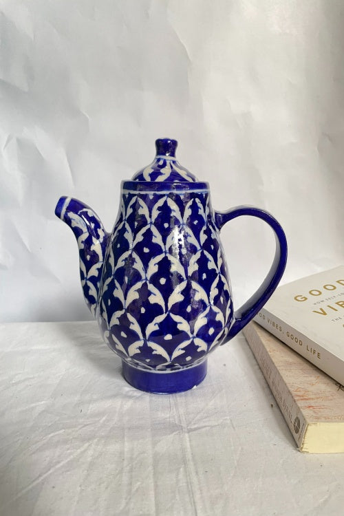 Blue Pottery Handcrafted Blue Kettle