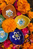 Handcrafted Floral Organic Reusable Diyas (Set Of 5) Ram Gopal Blue Pottery