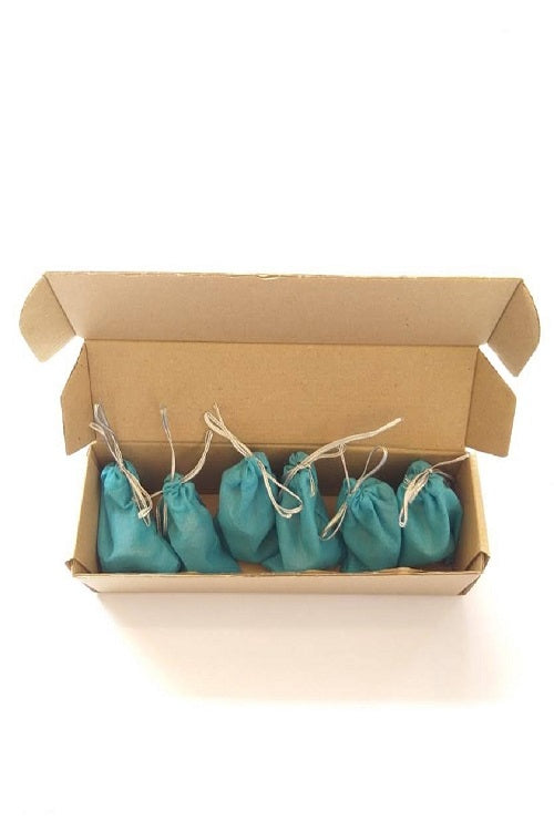 Set of 6 Multicolor Assorted Hand-painted Christmas bells with gift pouch