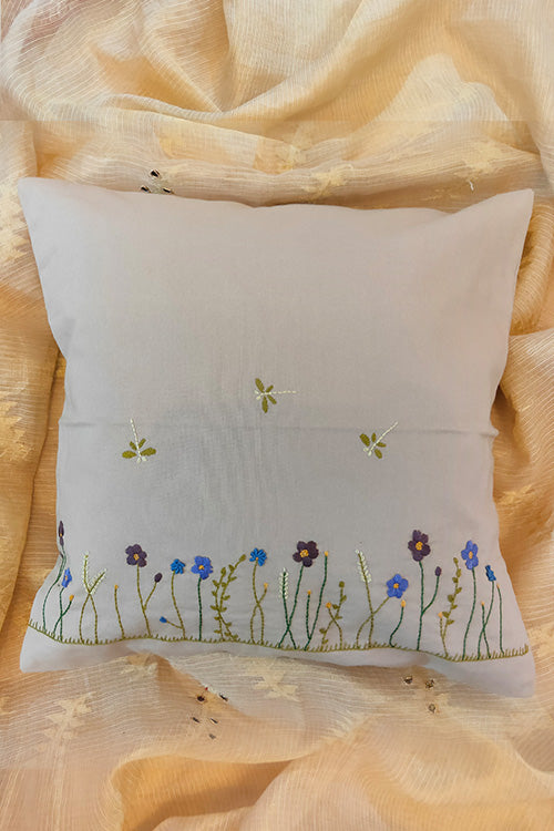 Hand Embroidered Floral Cushion Cover