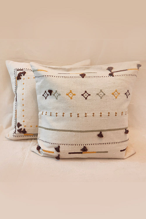 Handspun Handwoven Hand Embroidered Cushion Cover