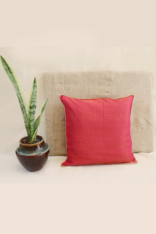 Whebyabira-Handmade Solid Pink Kota festive cushion cover