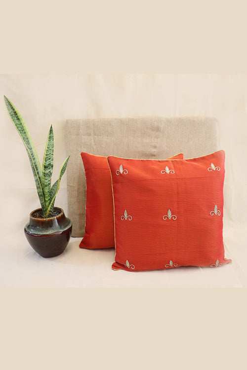 Whebyabira-Handmade Solid Red Kota festive cushion cover