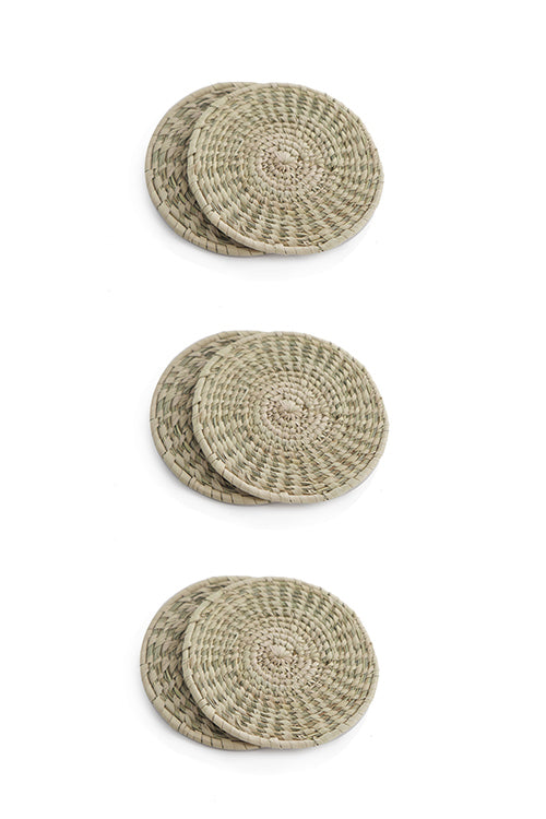 Whe Set of 6 Handmade Sabai Grass Coasters