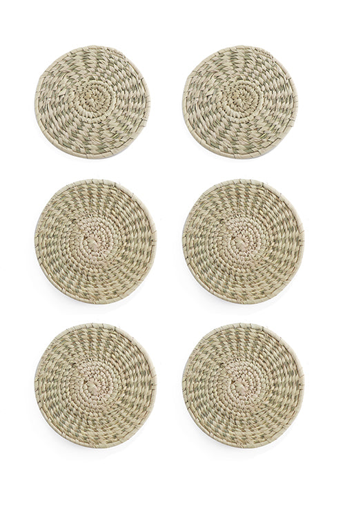Whe Set of 6 Handmade Sabai Grass Coasters