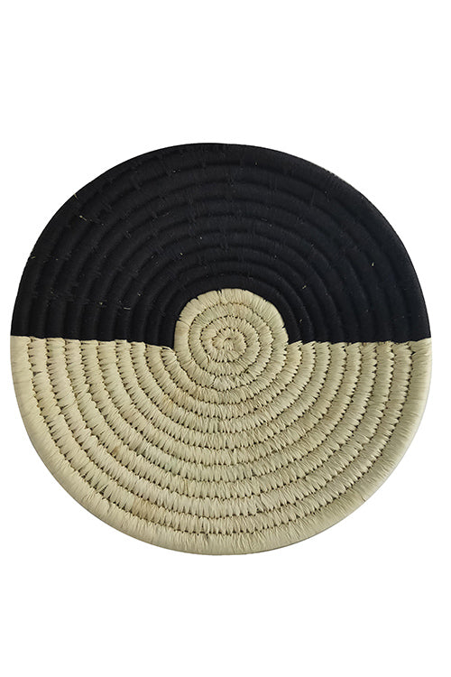 Whe 10' Natural and Black Handmade Wall Decor of Sabai Grass