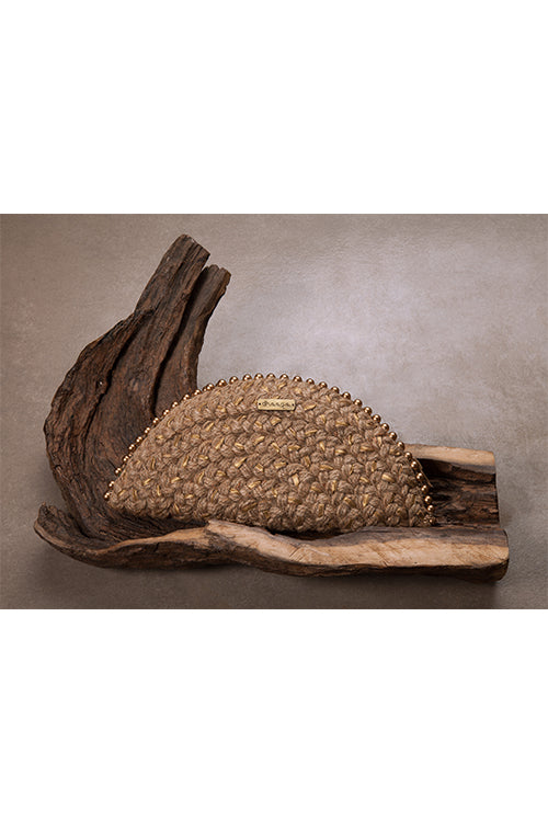 Dhaaga Red Gold Halfmoon Clutch
