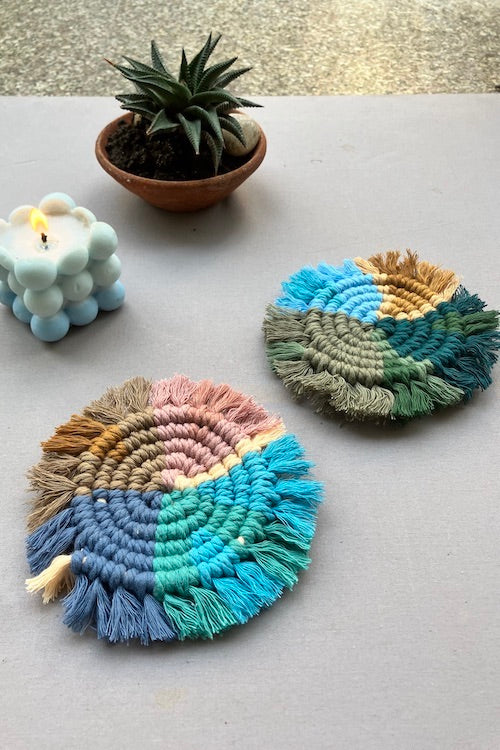 House Of Macrame 'Malibu' Handcrafted Coasters (Set Of 2)