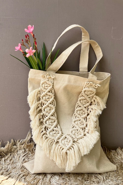 House Of Macrame 100 Cotton Tote Bag Okhaistore