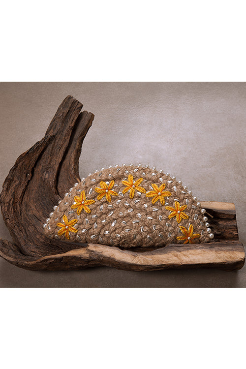 Dhaaga Canadian Lily Silver Half Moon Clutch