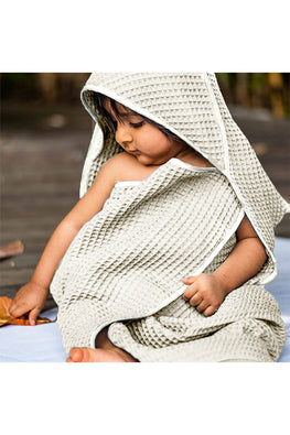Whitewater Kids Organic Waffle Hooded Towel Set - Natural