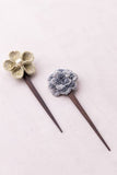 Metallic Thread Flowers Hair Stick (Pair)