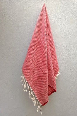 Bun.kar Bihar, "Red Honeycomb Hand Towel"