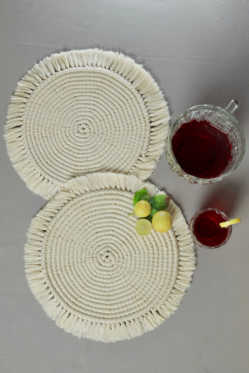 HoM Handcrafted Macrame Table Placemats (set of 2)